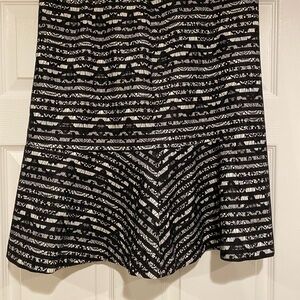 Ann Taylor Black and White Geometric A-Line Skirt